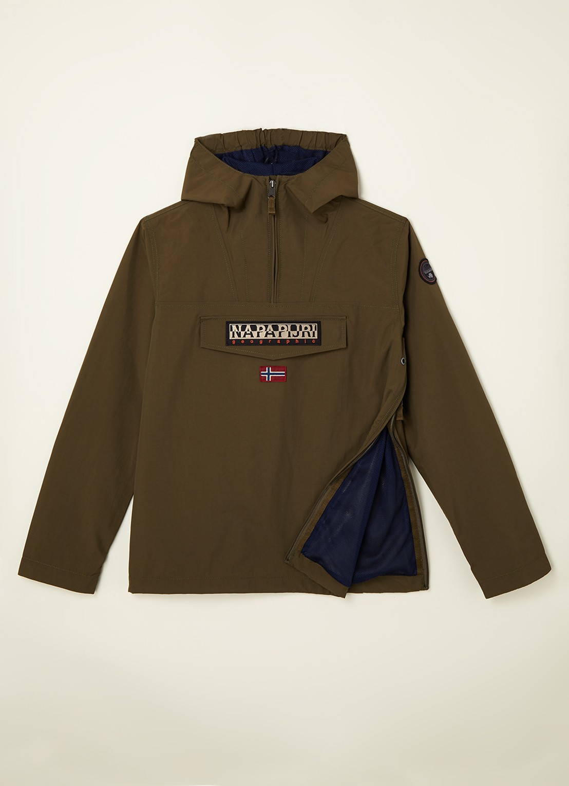 Napapijri Rainforest anorak met klepzak en waterafstotende coating  - voorkant 2 groen