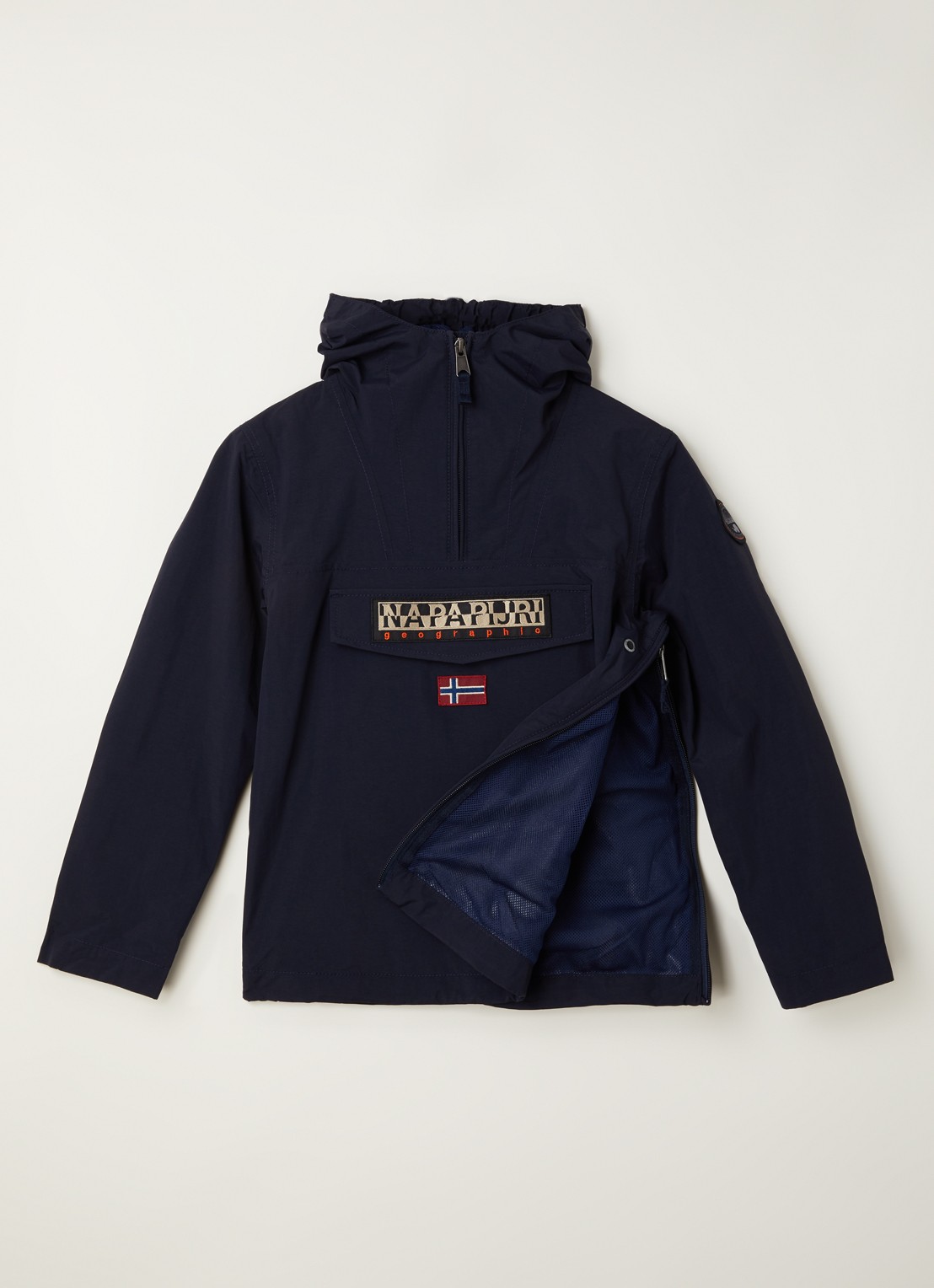Napapijri Rainforest anorak met klepzak en waterafstotende coating  - voorkant 2 donkerblauw