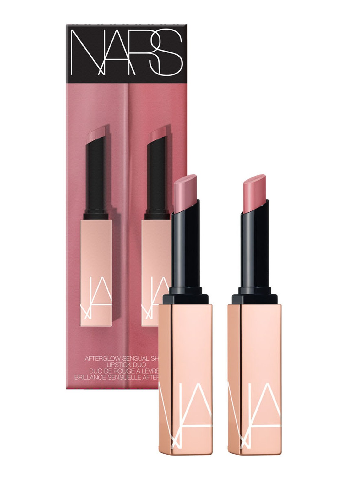 NARS Afterglow Sensual Shine Lipstick Duo - Limited Edition lipstick - voorkant devotion / dolce vita