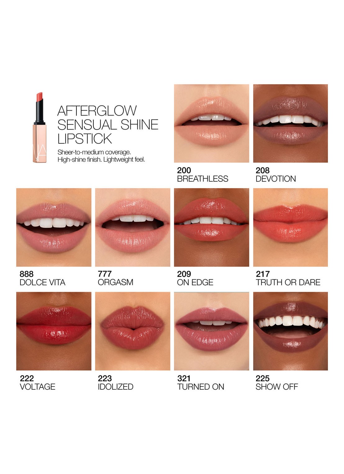 NARS Afterglow Sensual Shine Lipstick - detail 4 show off - 225