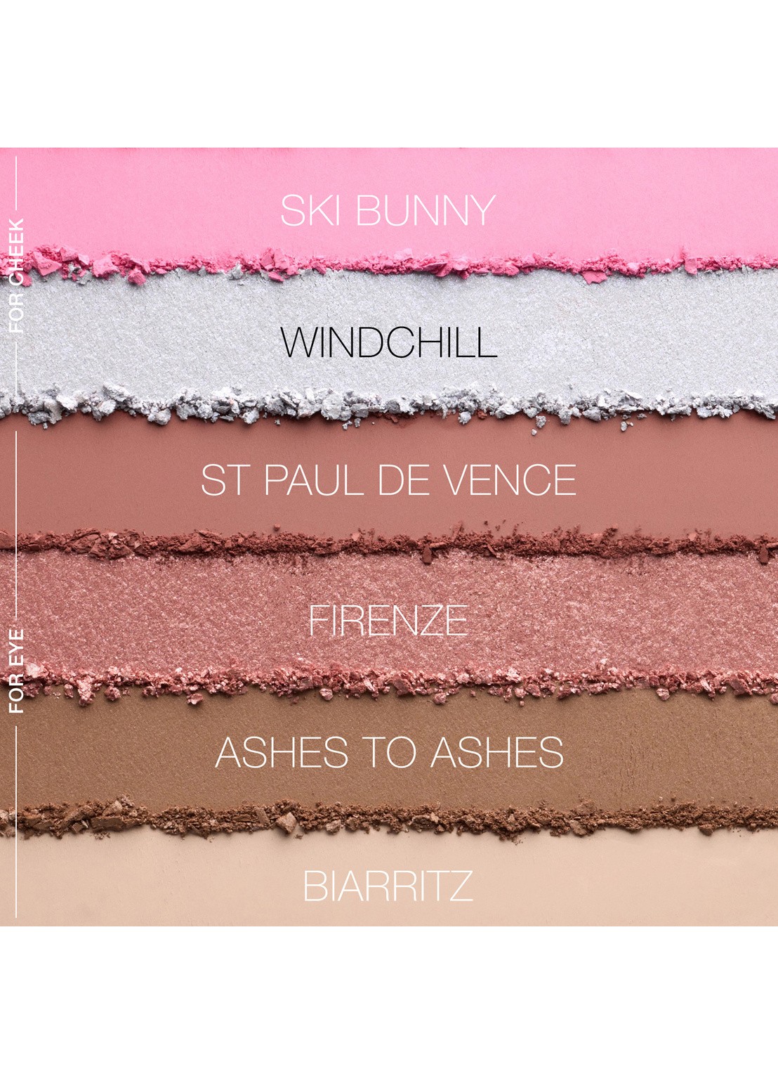 NARS Après Ski Cheek & Eye Palettes - oogschaduwpalette - achterkant 5 aspen highlands