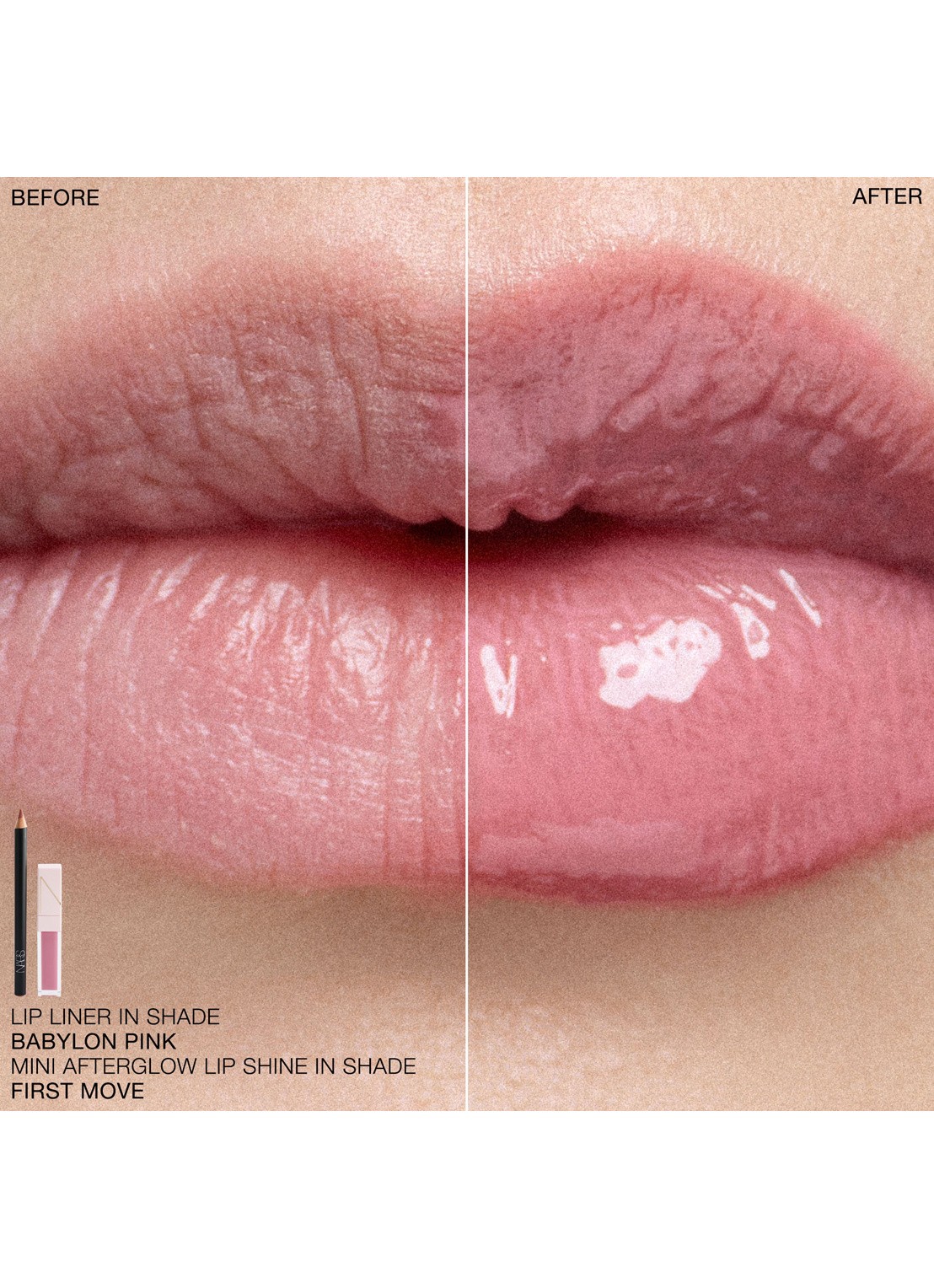 NARS Lip Liner & Mini Afterglow Lip Shine duo - detail babylon pink /  first move