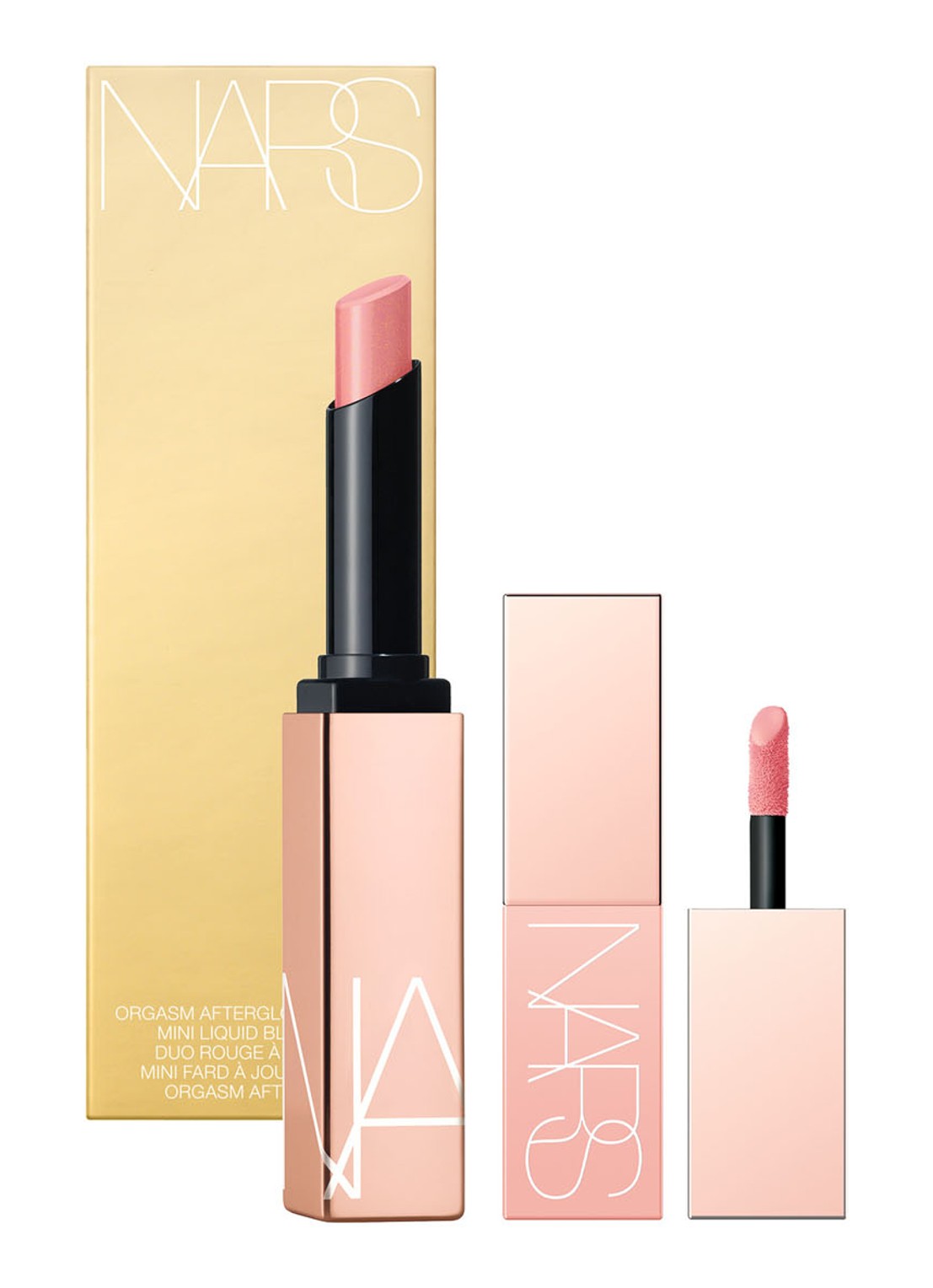 NARS Orgasm Afterglow Lipstick & Mini Liquid Blush Duo - Limited Edition make-up set - voorkant 5 orgasm