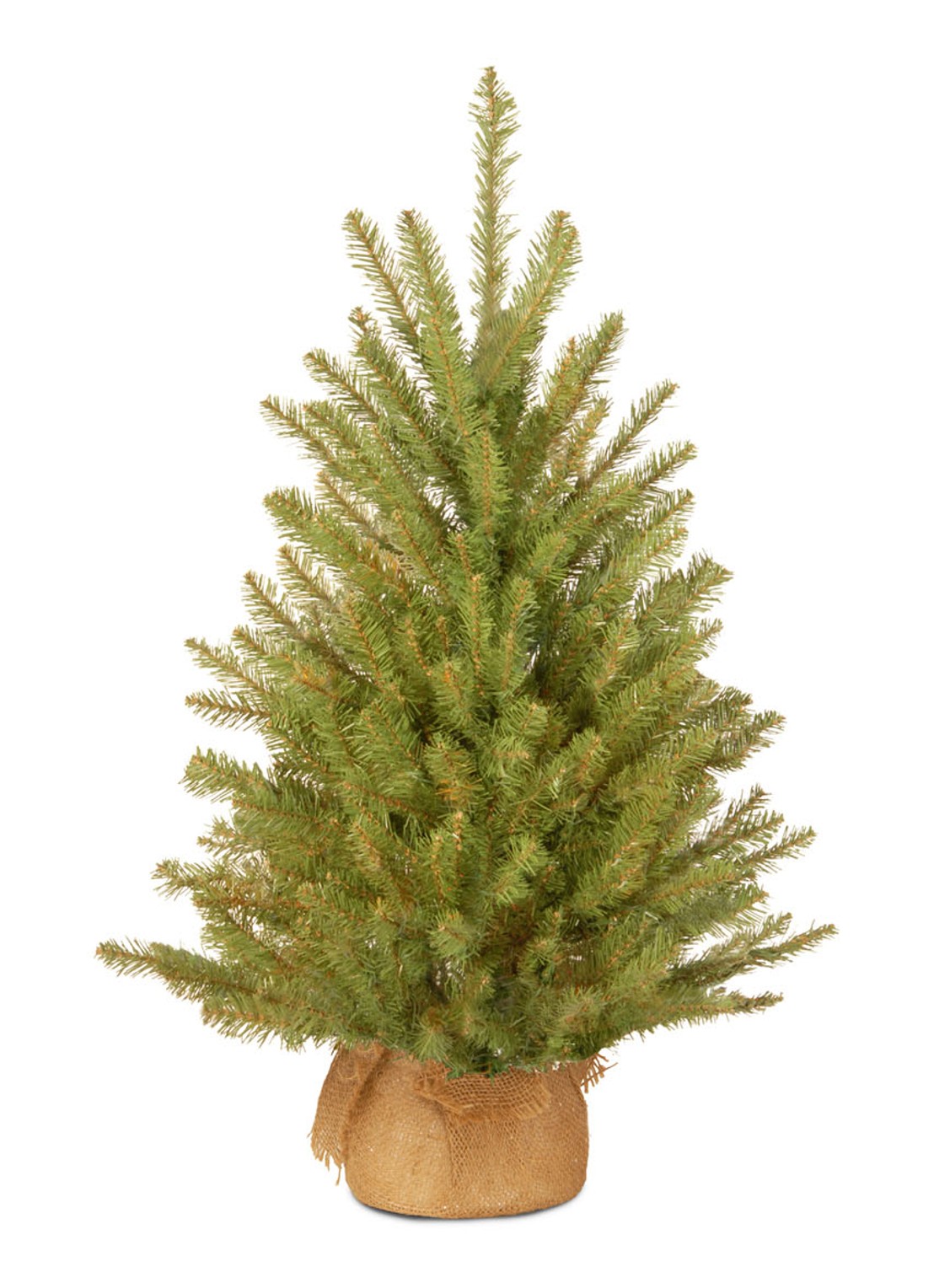 National Tree Company Dunhill mini kunstkerstboom met jute zakje 91 cm - voorkant 2 groen