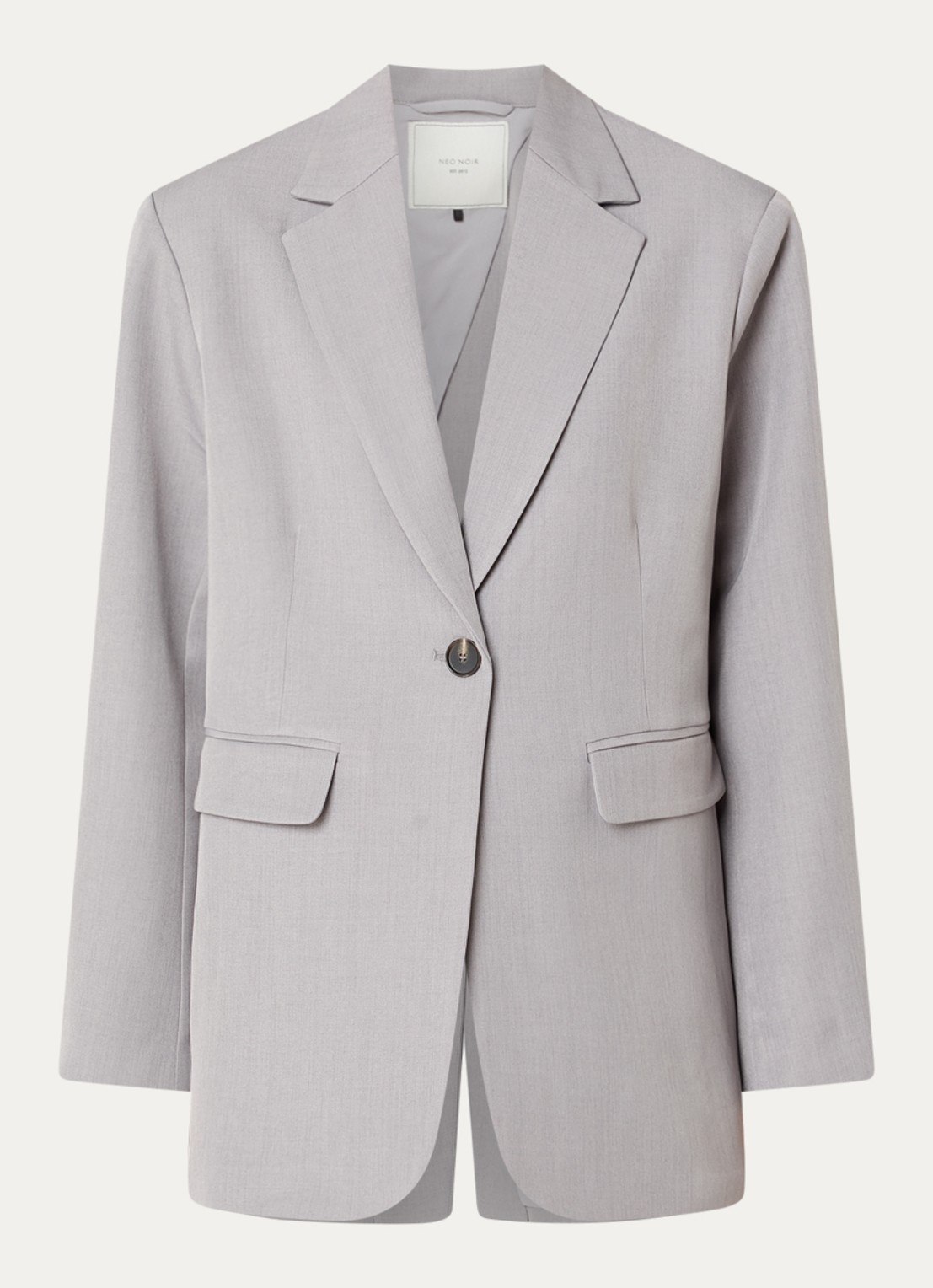 Neo Noir Aarielle blazer met klepzakken en schoudervulling - voorkant 3 lichtgrijs