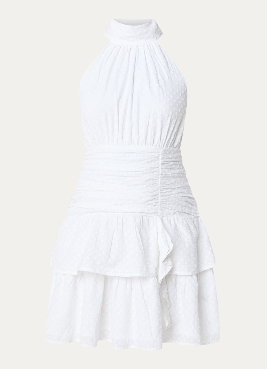 Neo Noir Amaris mini jurk met sjaalkraag - voorkant wit