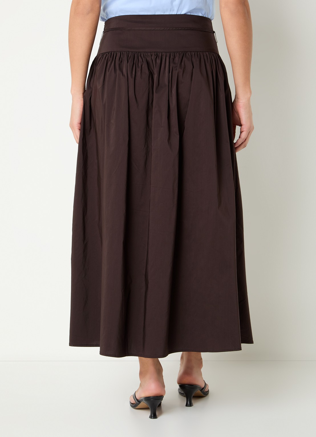 Neo Noir Anais maxi A-lijn rok met strikceintuur - achterkant 4 chocoladebruin