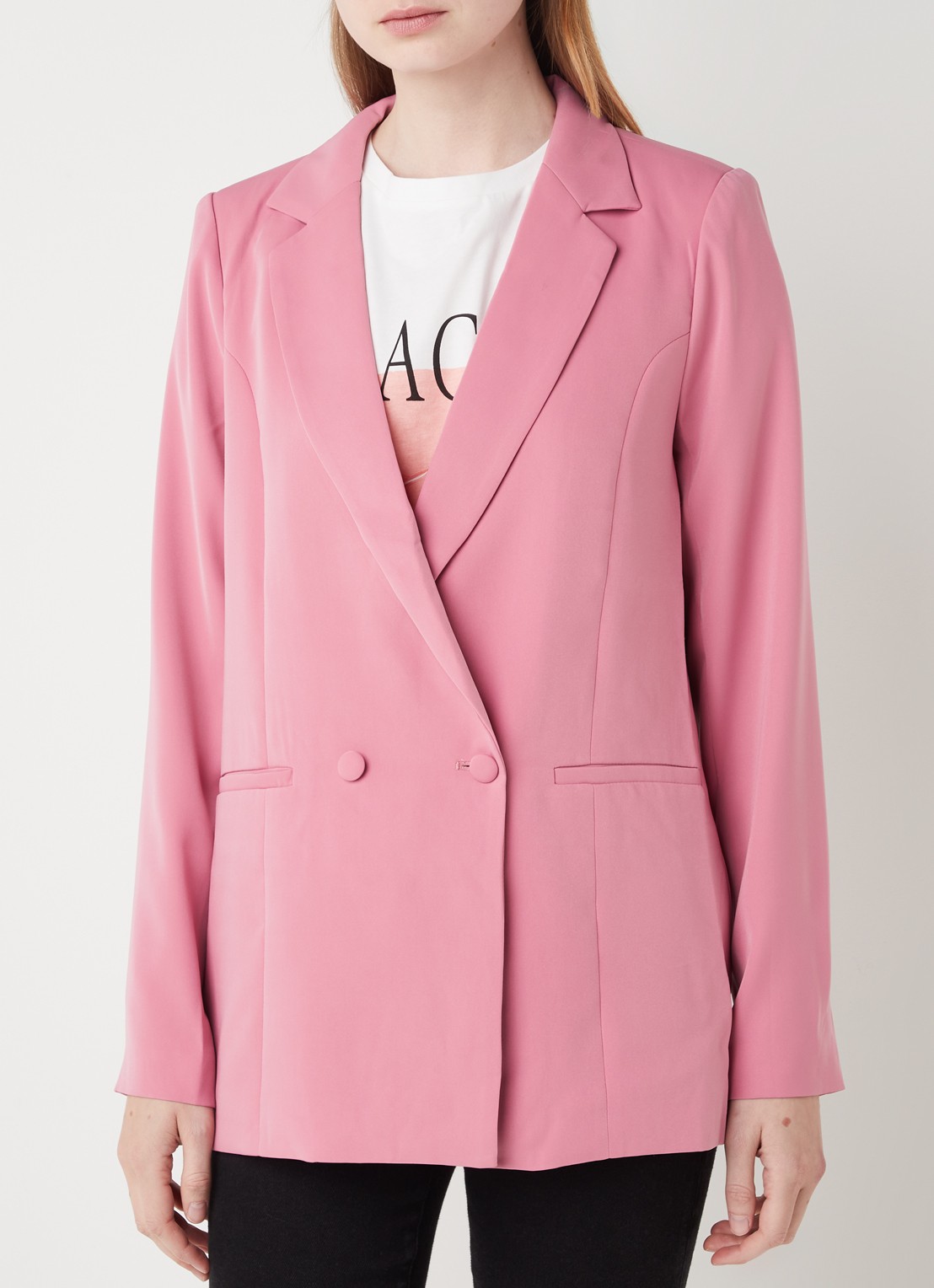 Neo Noir Andy longline blazer met paspelzak - detail 2 roze