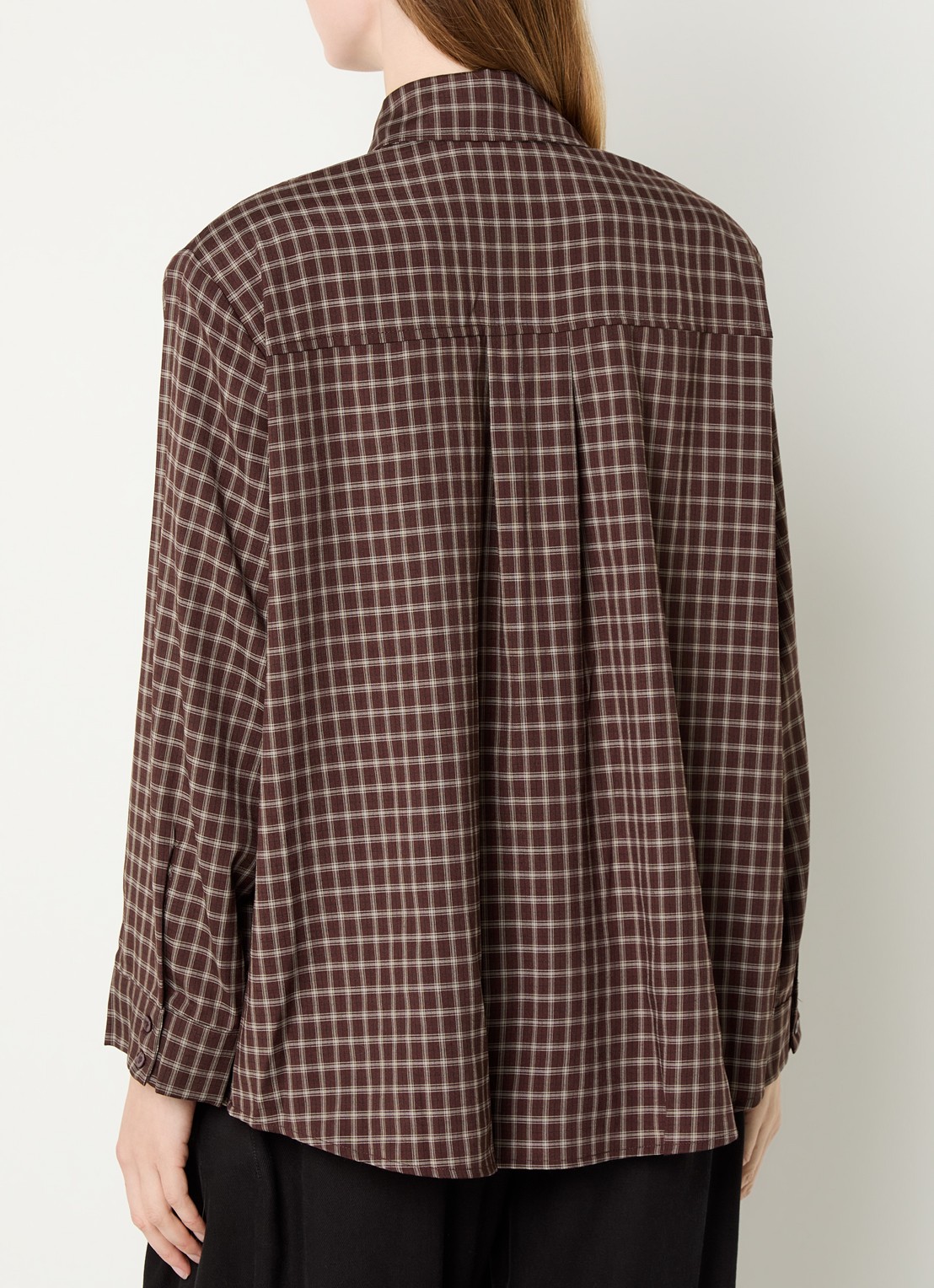 Neo Noir Anella blouse met ruitdessin - achterkant 2 roodbruin