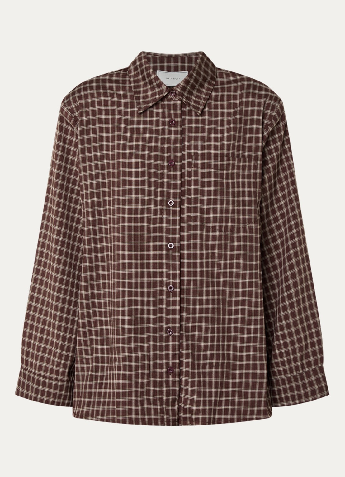 Neo Noir Anella blouse met ruitdessin - voorkant 3 roodbruin