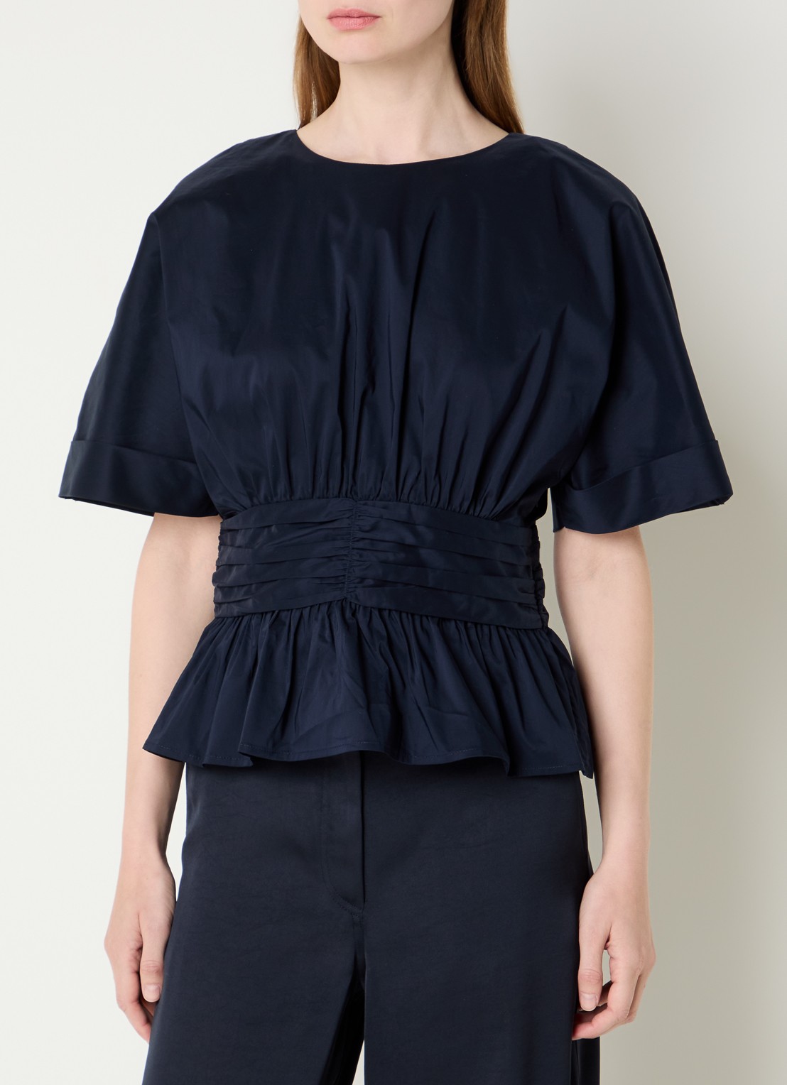 Neo Noir Annegret tops met peplum - detail 4 donkerblauw