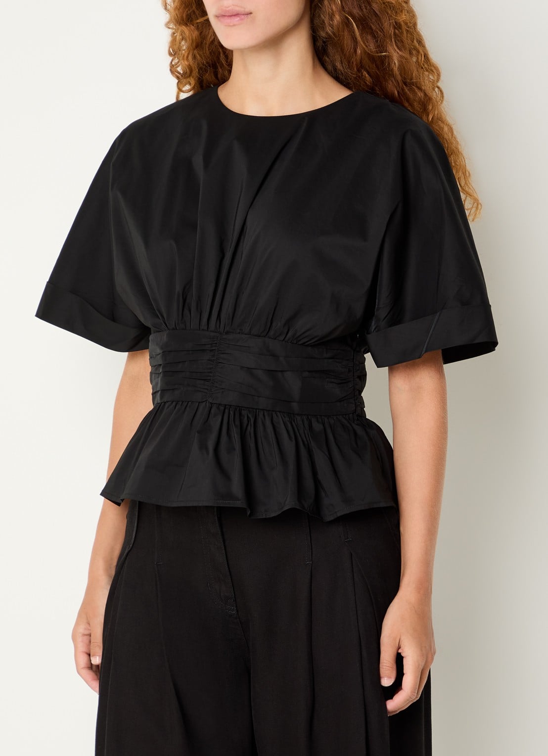 Neo Noir Annegret tuniek met ronde hals - detail 4 zwart