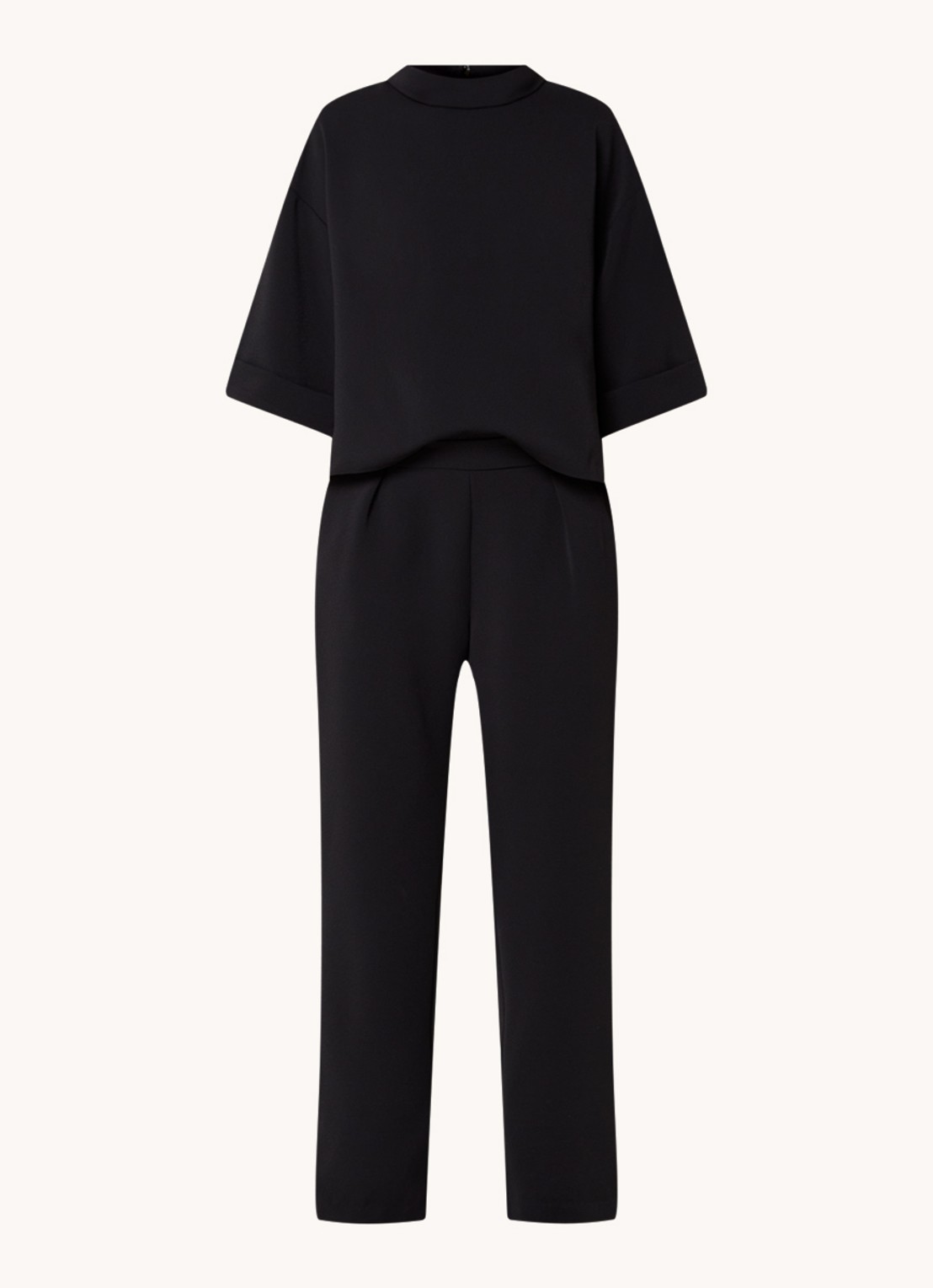 Neo Noir Arlo straight leg jumpsuit van crêpe - voorkant 2 zwart