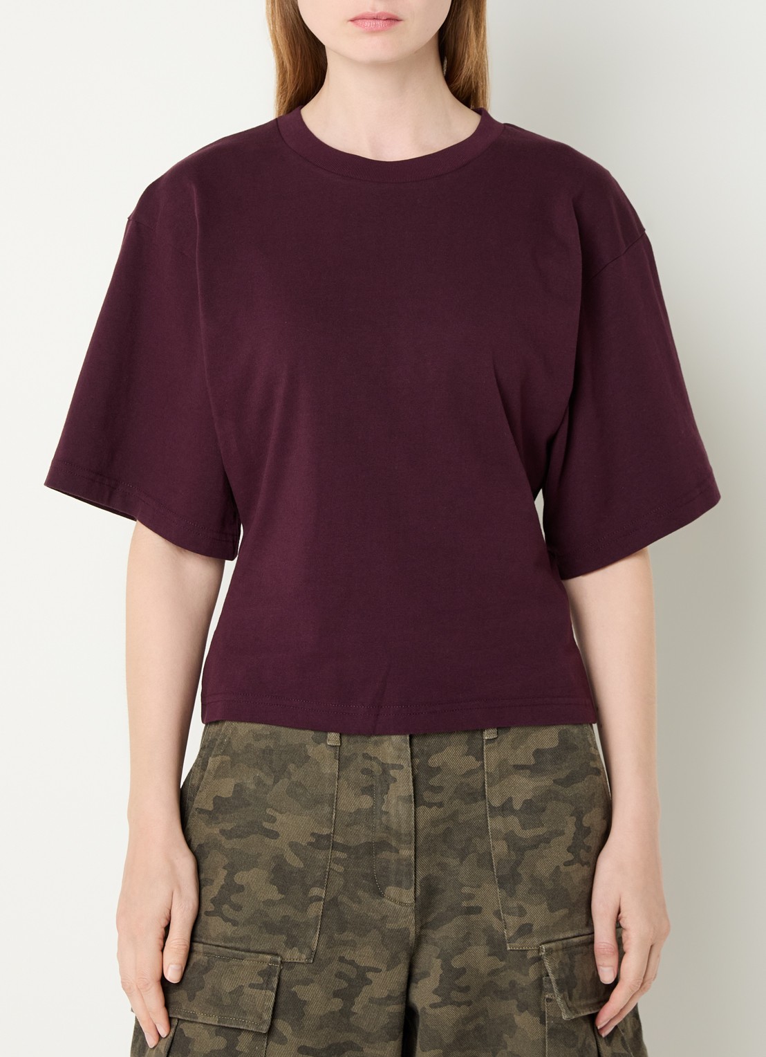 Neo Noir Asha T-shirt met ronde hals - detail 4 bordeauxrood