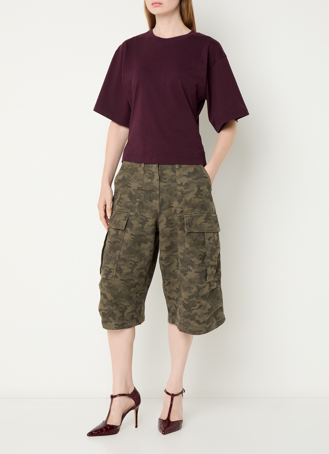 Neo Noir Asha T-shirt met ronde hals - voorkant 3 bordeauxrood