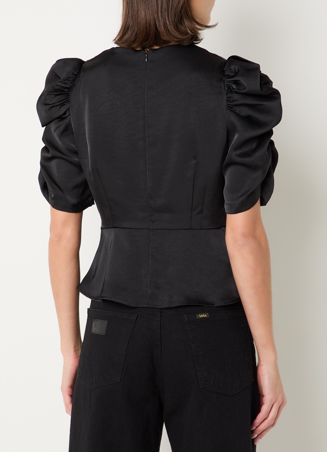 Neo Noir Benua blouse met pofmouw - achterkant 3 zwart