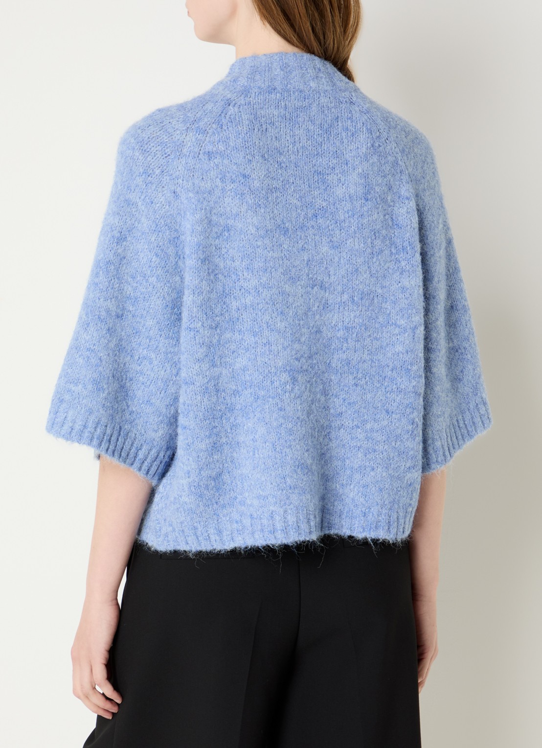 Neo Noir Benuta fijngebreid vest in wolblend - achterkant 3 blauw