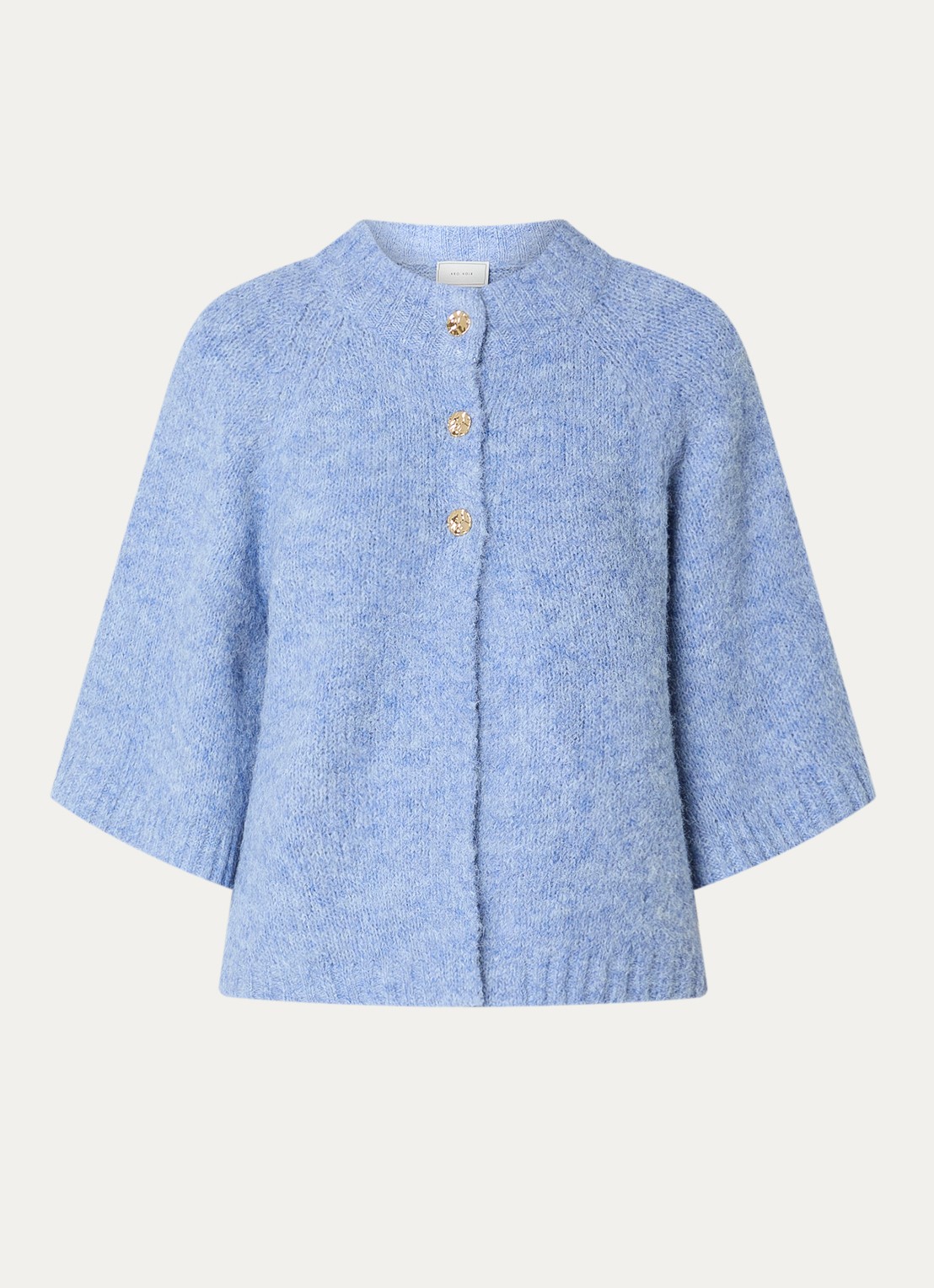 Neo Noir Benuta fijngebreid vest in wolblend - voorkant blauw