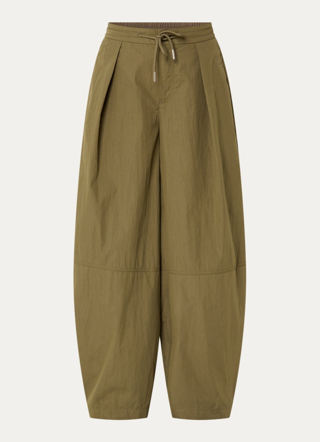 Neo Noir Bernie high waist wide fit broek met steekzakken - voorkant 3 legergroen