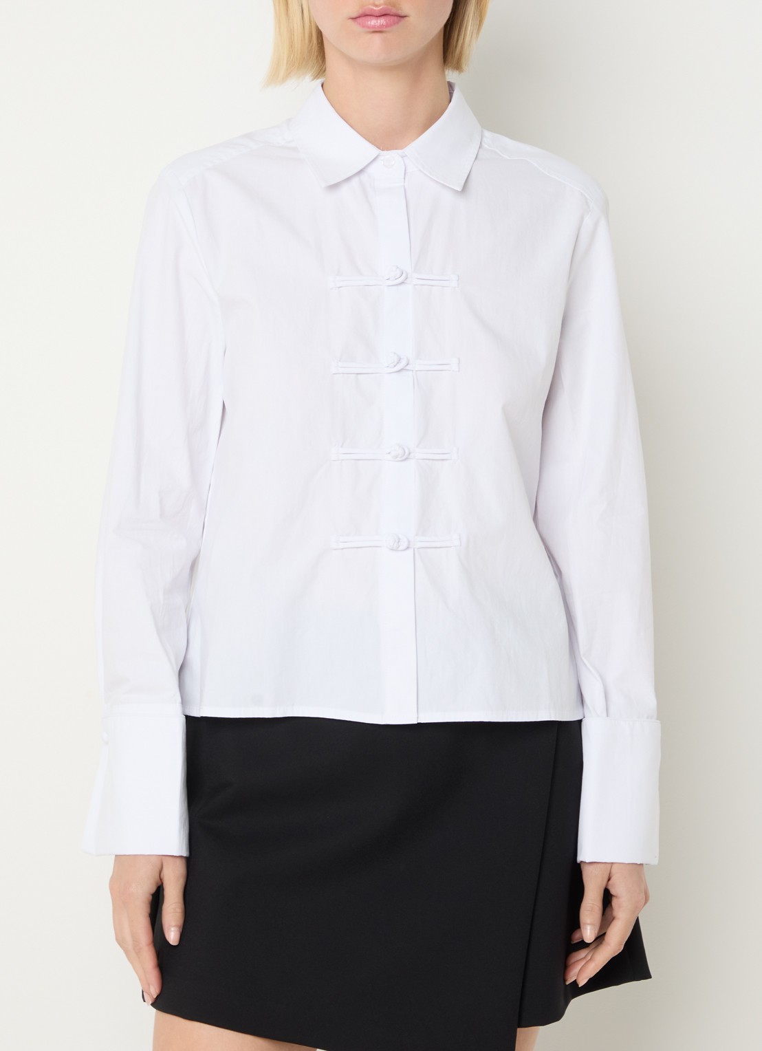 Neo Noir Blouse met kraag - detail 3 wit