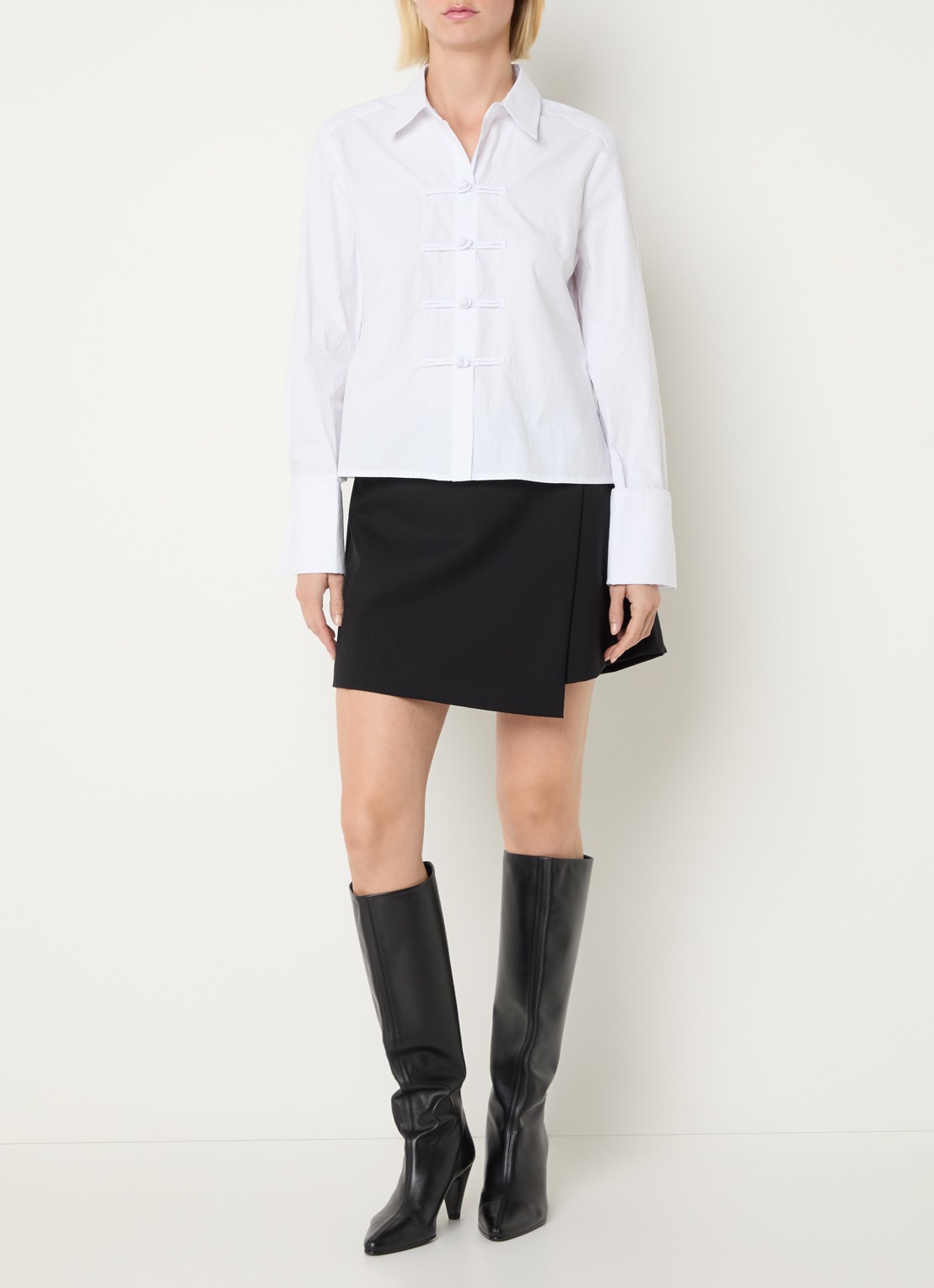 Neo Noir Blouse met kraag - voorkant 2 wit