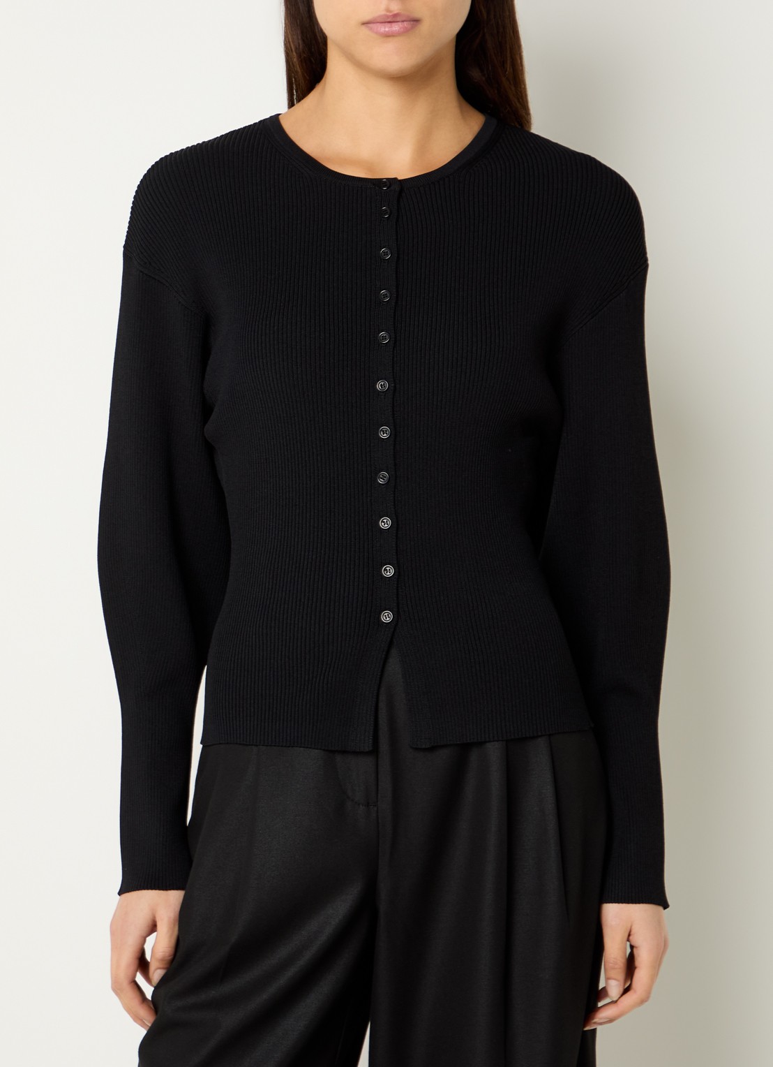 Neo Noir Briano vest met ribstructuur - detail 4 zwart