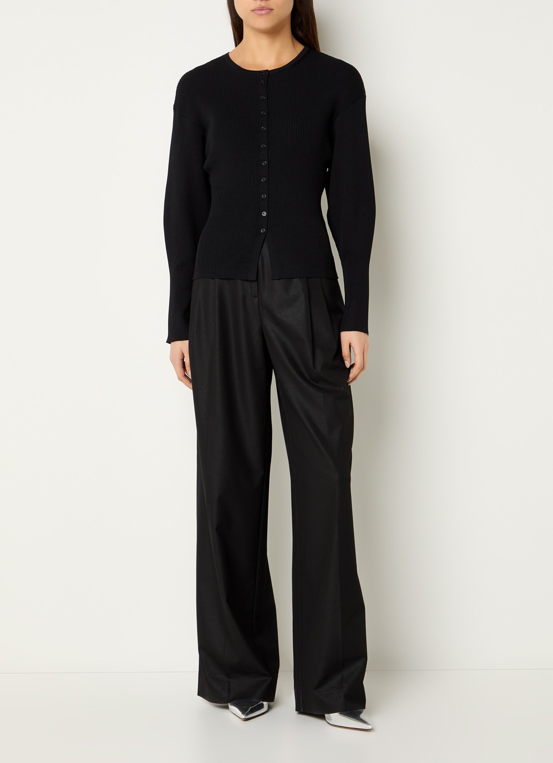 Neo Noir Briano vest met ribstructuur - voorkant 2 zwart