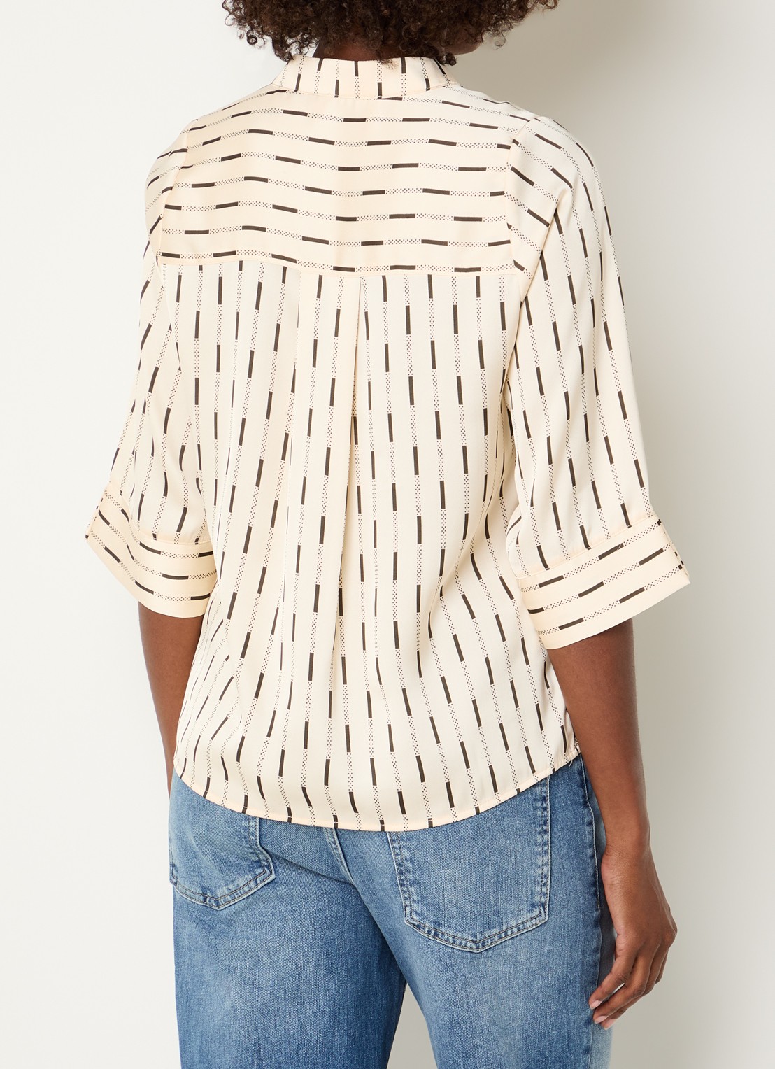 Neo Noir Camile blouse van satijn met print - achterkant 2 gebroken wit