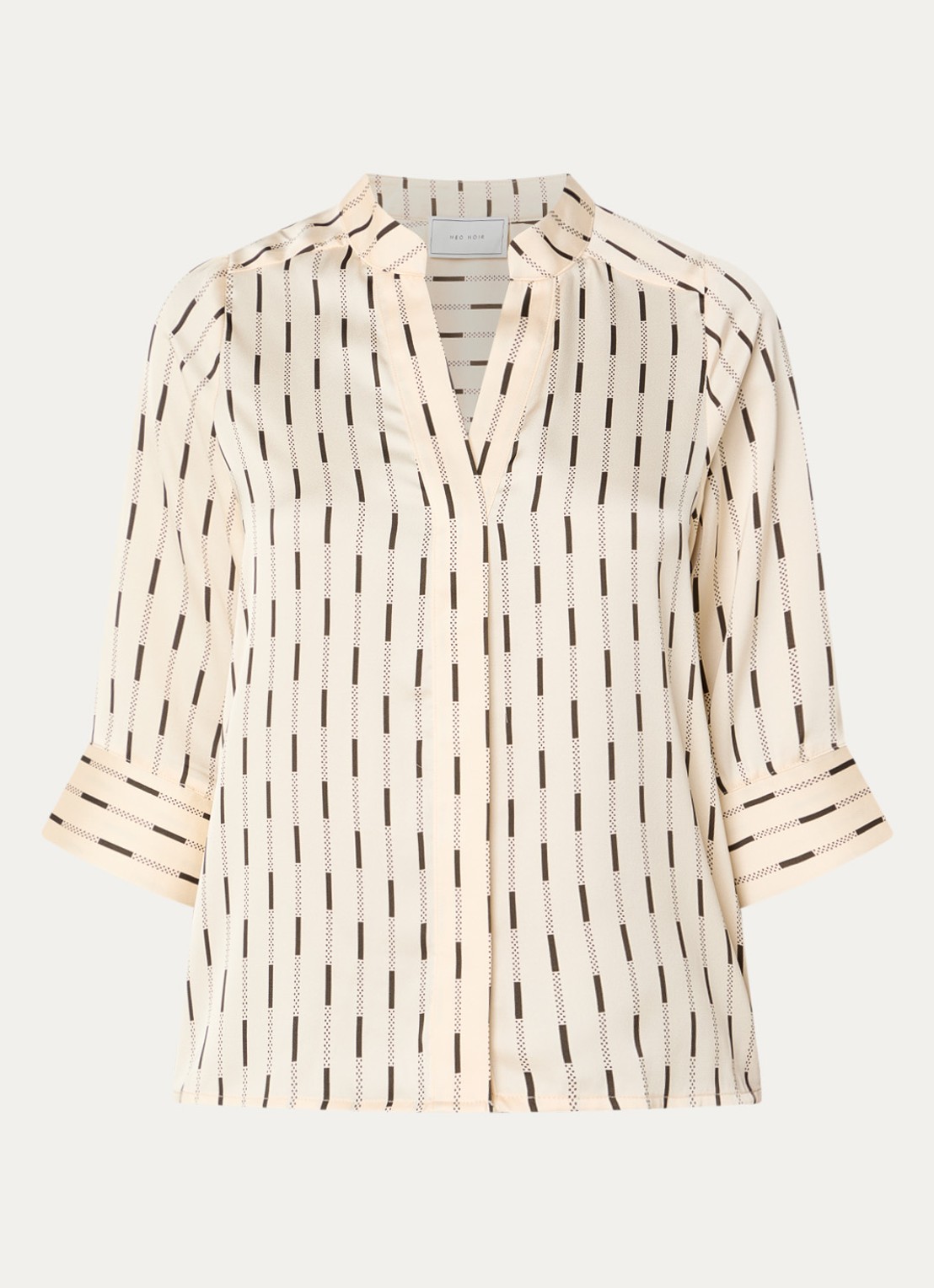 Neo Noir Camile blouse van satijn met print - voorkant 3 gebroken wit
