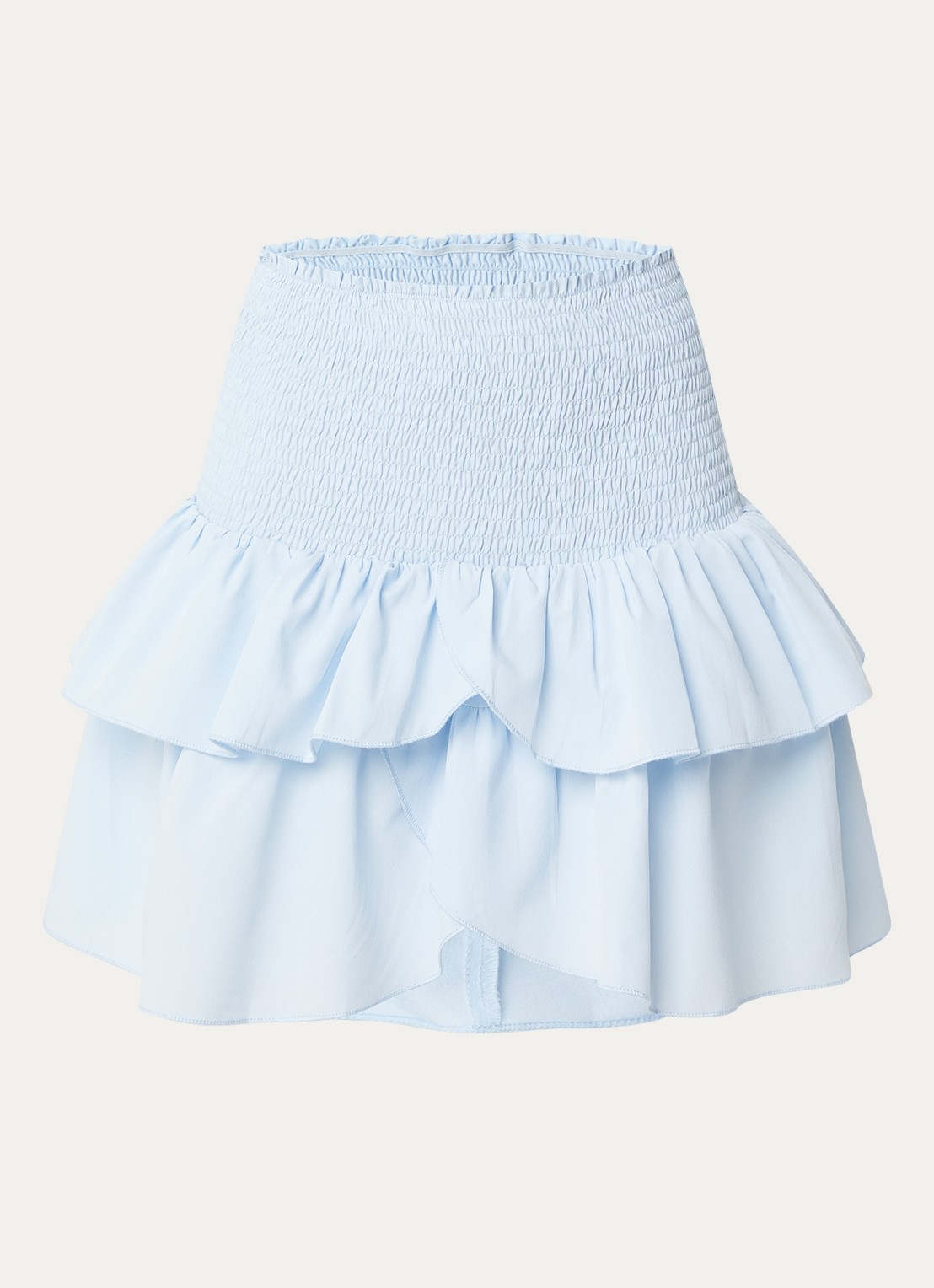 Neo Noir Carin minirok met smockwerk en volant  - voorkant 3 lichtblauw