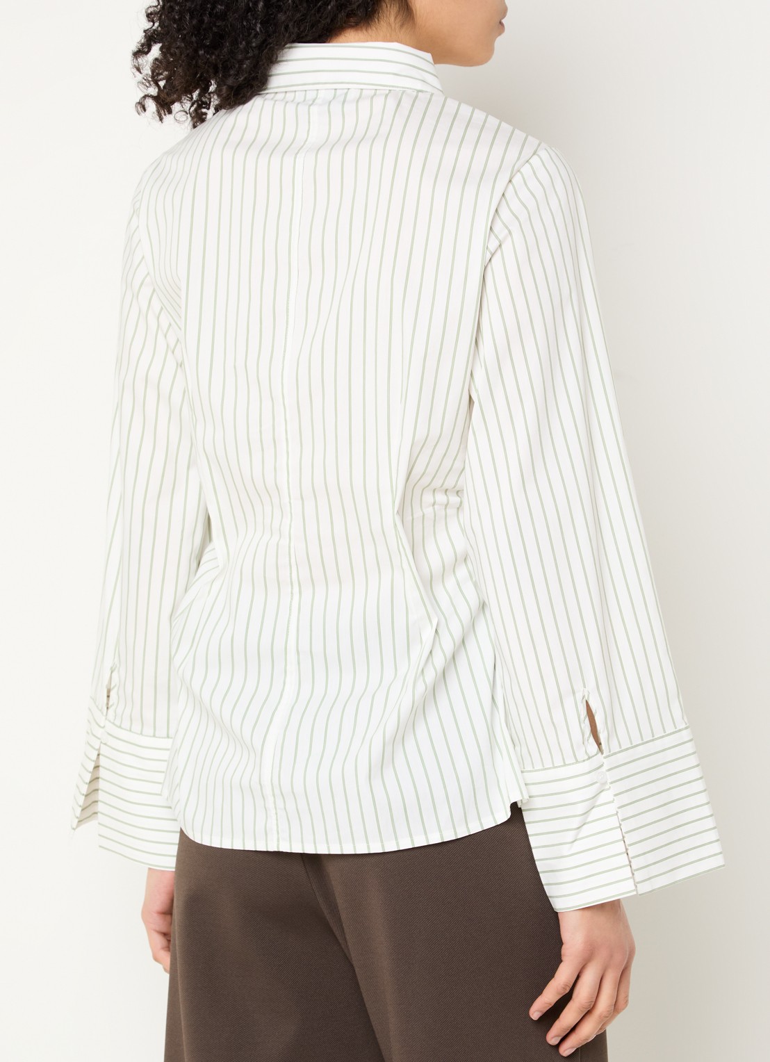 Neo Noir Caroli blouse met streepprint en plooidetail - achterkant 3 groen