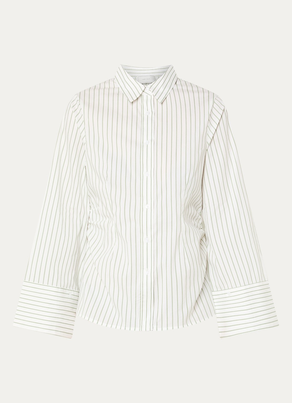 Neo Noir Caroli blouse met streepprint en plooidetail - voorkant groen