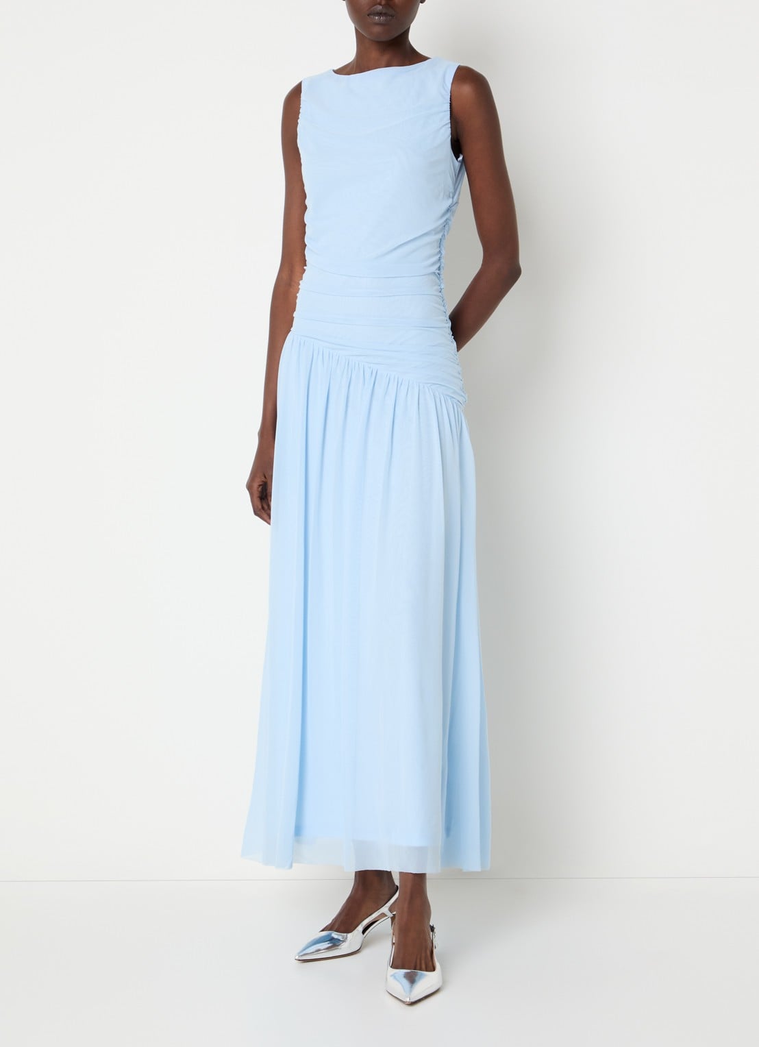 Neo Noir Cludine maxi jurk  - detail 3 lichtblauw