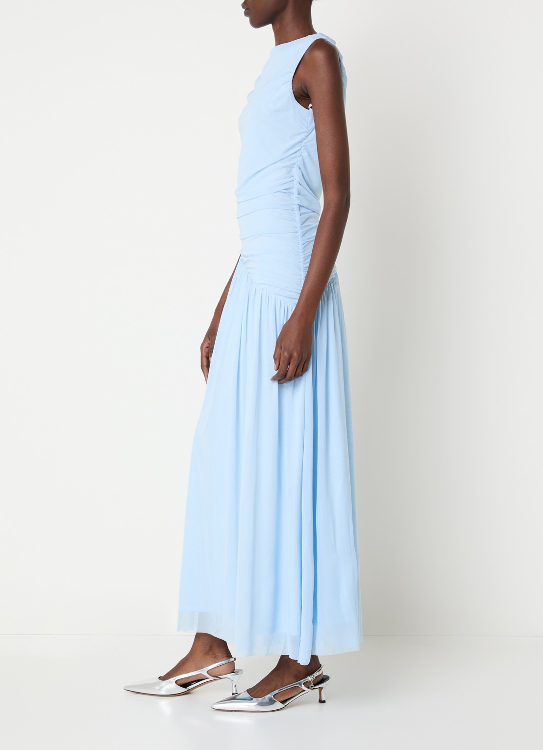 Neo Noir Cludine maxi jurk  - voorkant 2 lichtblauw