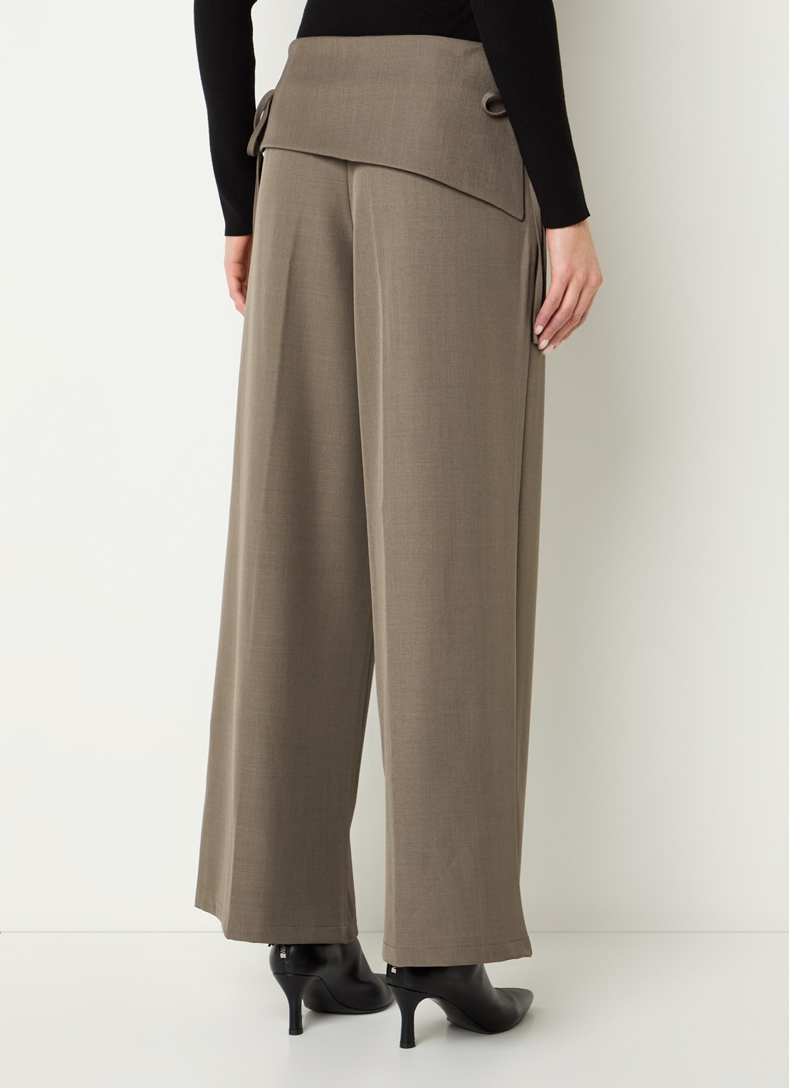 Neo Noir Deani high waist wide fit pantalon  - achterkant taupe