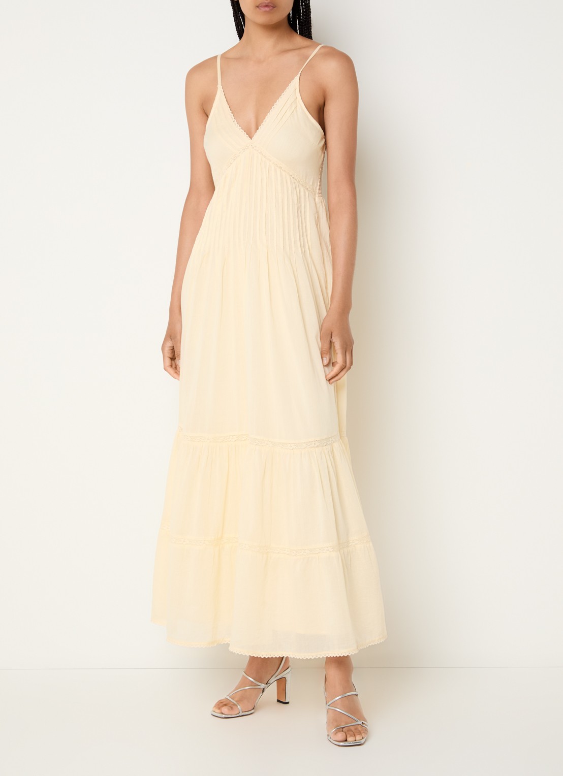 Neo Noir Elorie maxi jurk met broderie - detail 4 lichtgeel