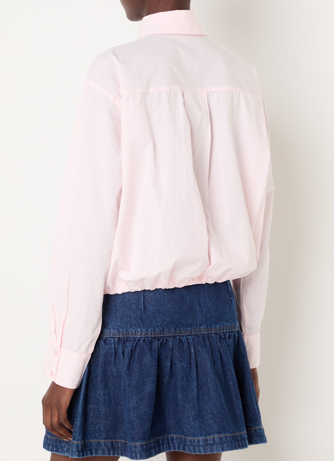 Neo Noir Emmana blouse met pofmouw - achterkant lichtroze