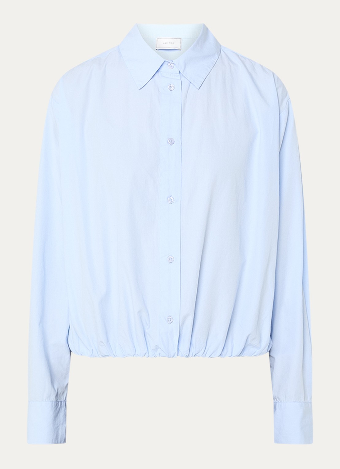 Neo Noir Emmana cropped blouse van katoen - voorkant 2 lichtblauw