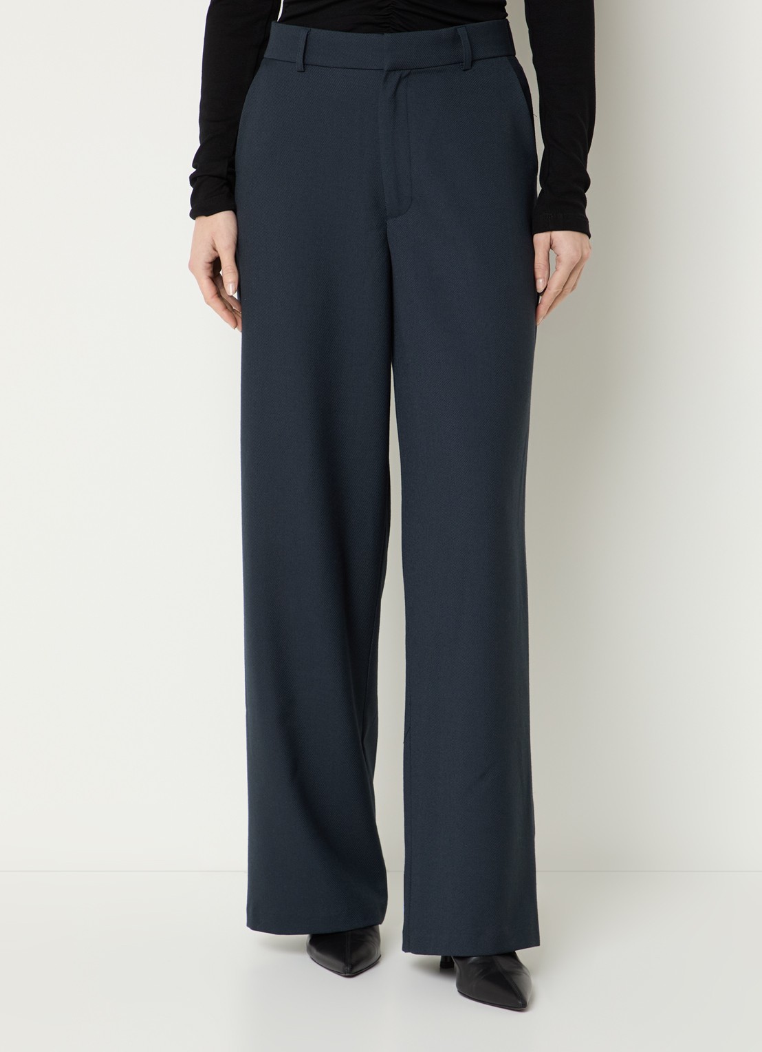 Neo Noir Emmett high waist straight fit pantalon met steekzakken - detail 4 donkerblauw