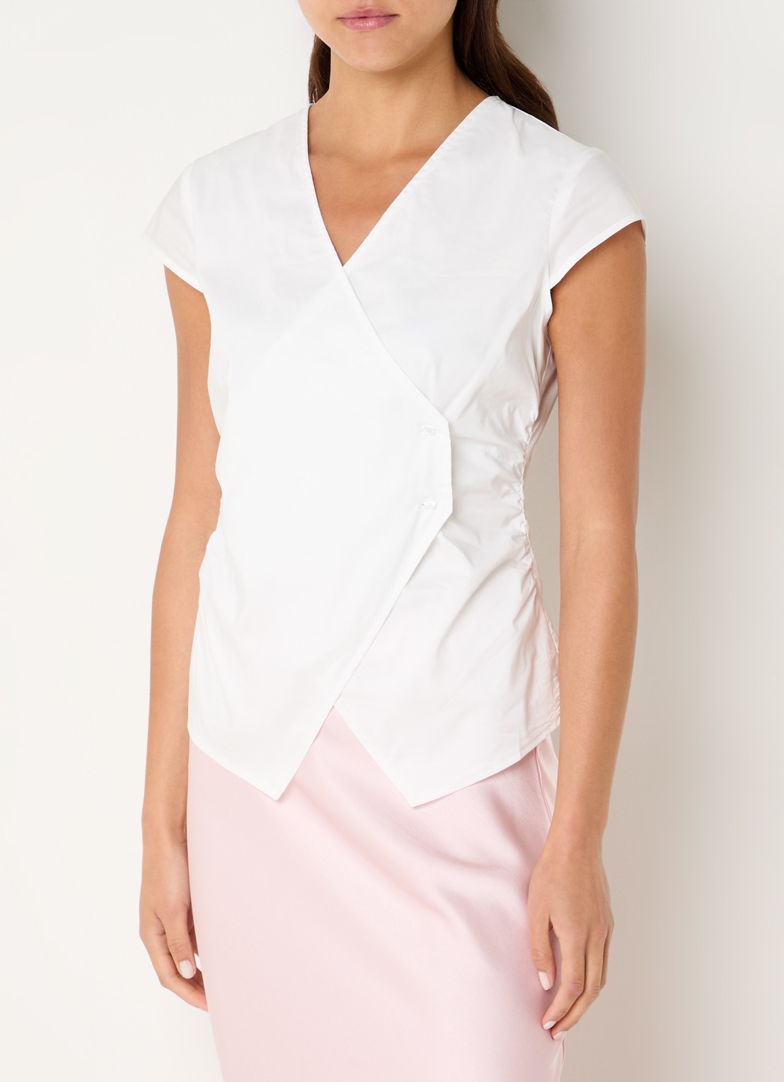 Neo Noir Fidi wikkel top met smockwerk  - detail 4 wit