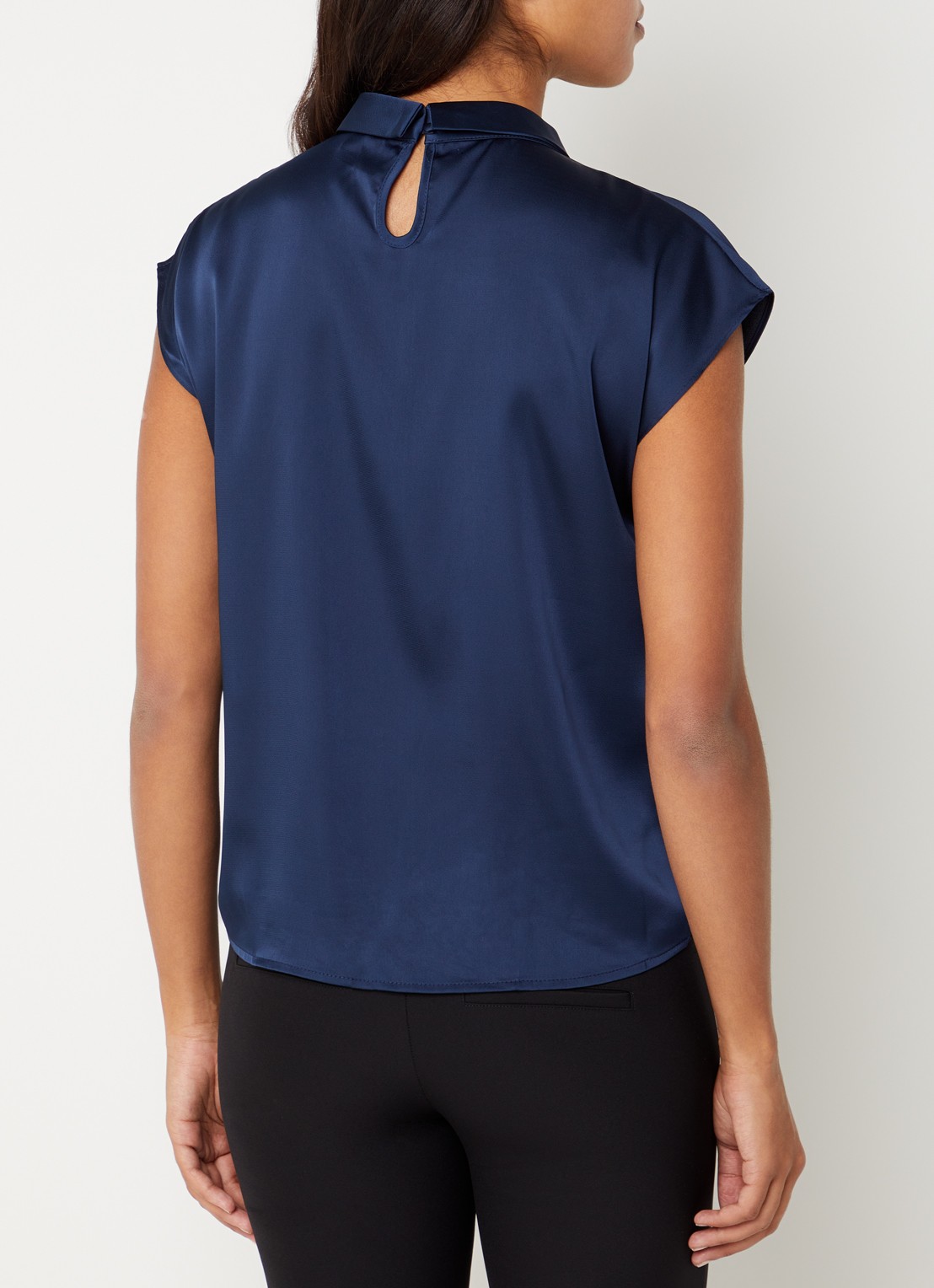 Neo Noir Fleur tuniek van satijn met ronde hals - achterkant 4 donkerblauw