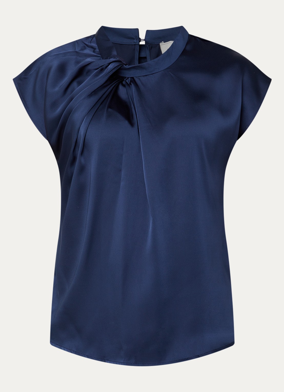 Neo Noir Fleur tuniek van satijn met ronde hals - voorkant donkerblauw