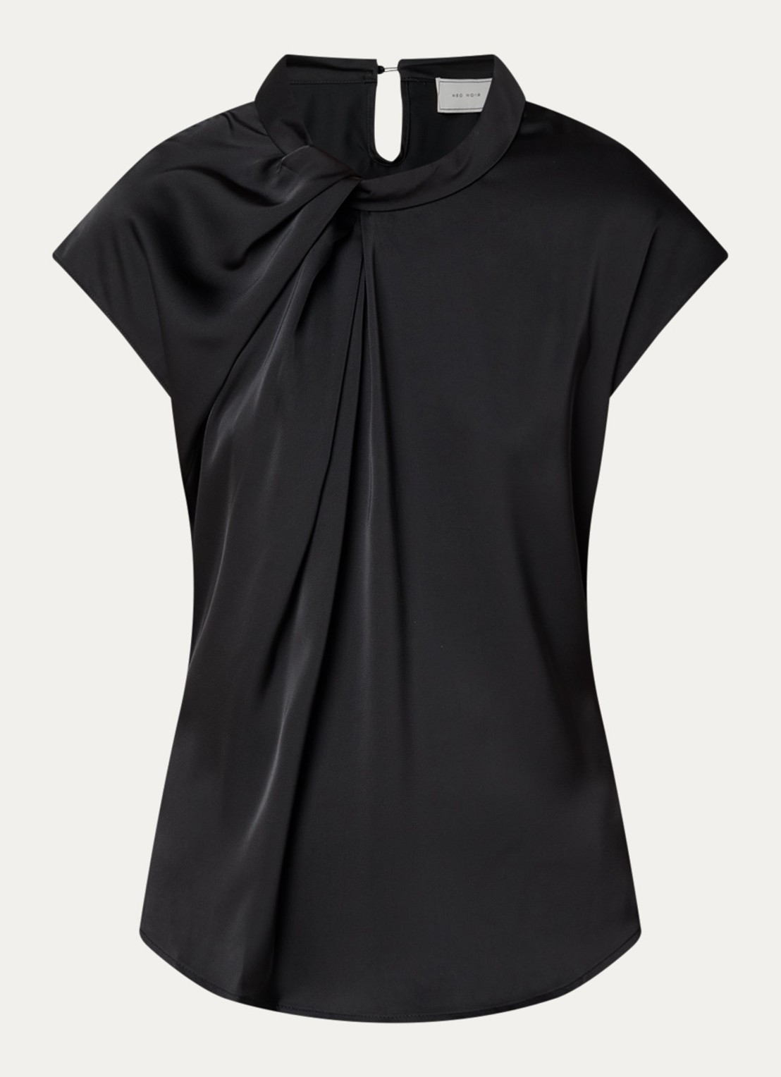 Neo Noir Fleur tuniek van satijn - voorkant zwart
