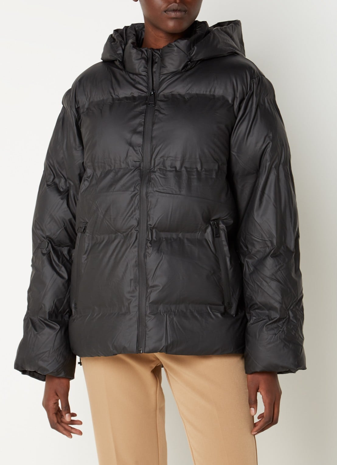 Neo Noir Fox puffer jack met afneembare capuchon - detail 5 zwart