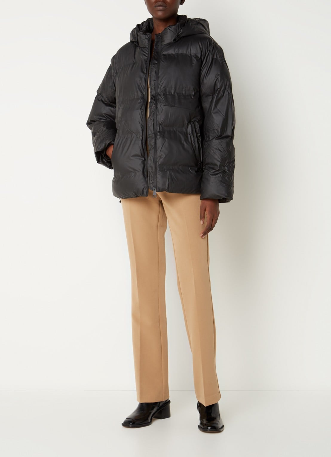 Neo Noir Fox puffer jack met afneembare capuchon - voorkant 3 zwart