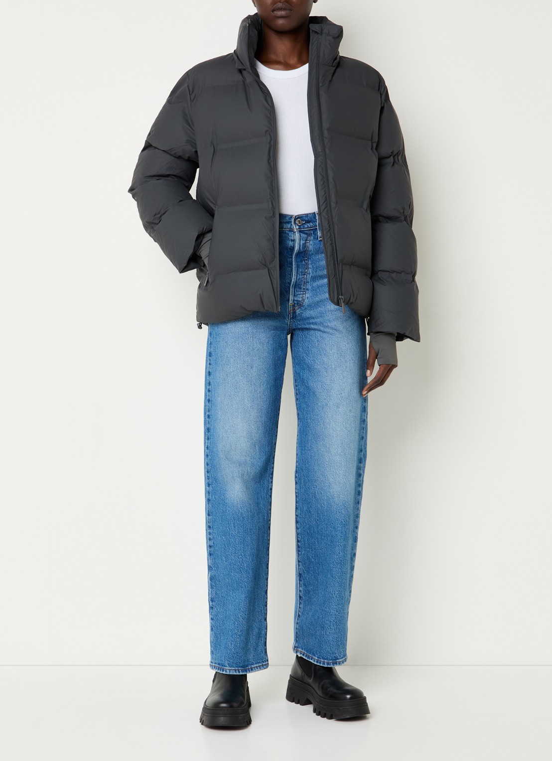 Neo Noir Fox puffer jack met afneembare capuchon - voorkant 2 antraciet