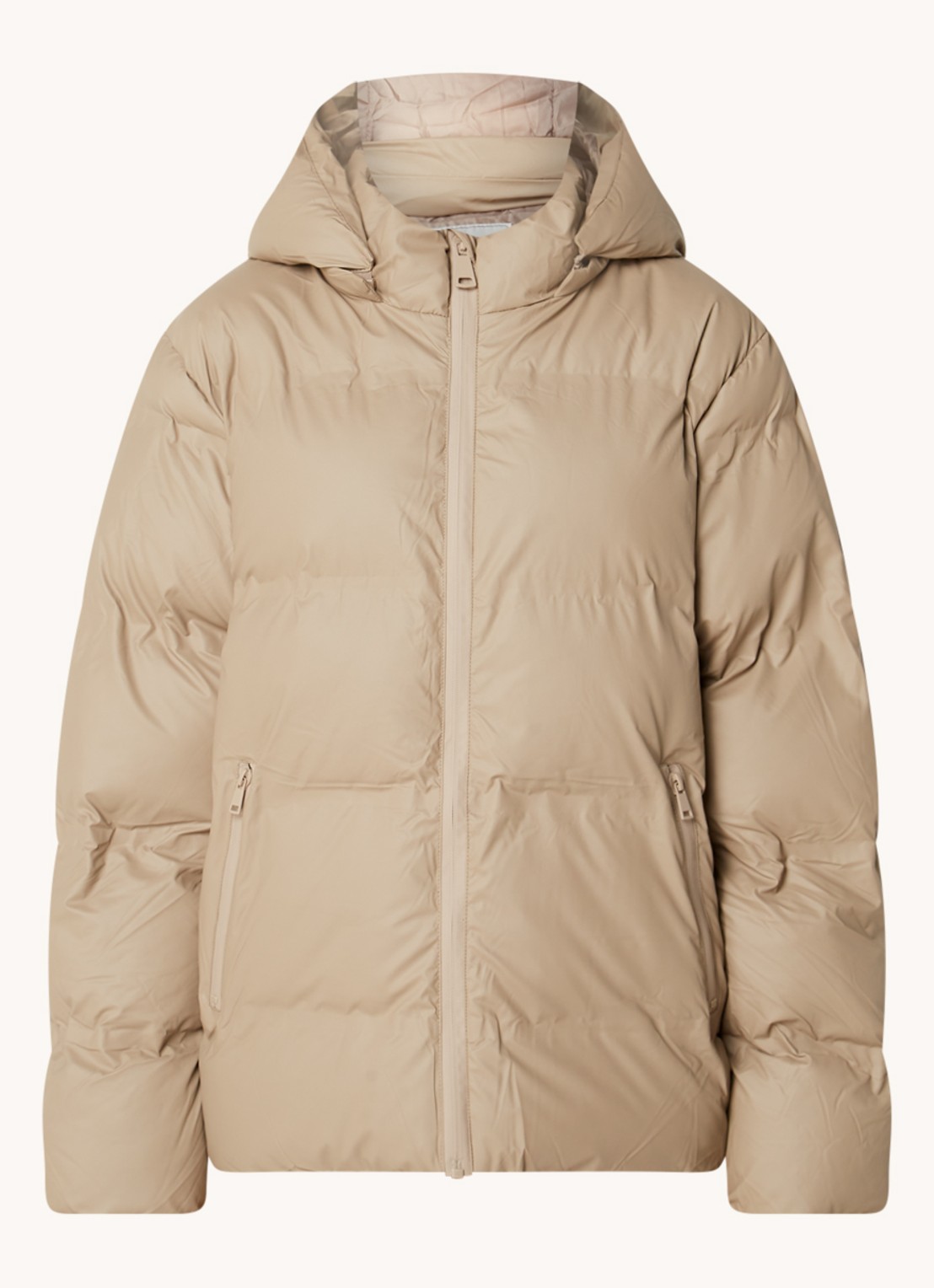 Neo Noir Fox puffer jack met afneembare capuchon - voorkant 2 khaki