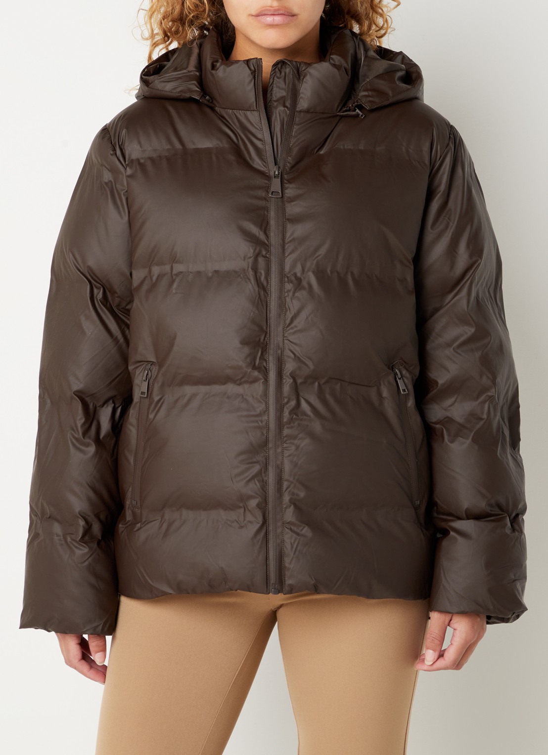 Neo Noir Fox puffer jack met afneembare capuchon - detail 4 donkerbruin