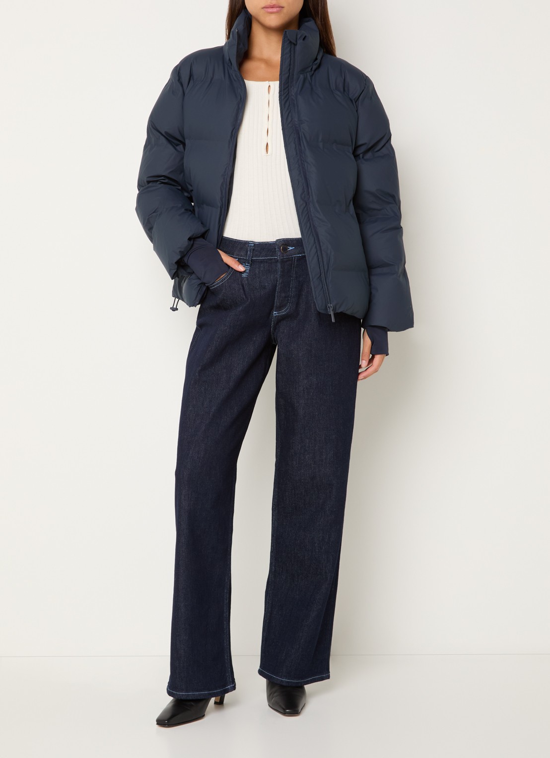 Neo Noir Fox puffer jack met afneembare capuchon - voorkant 2 donkerblauw