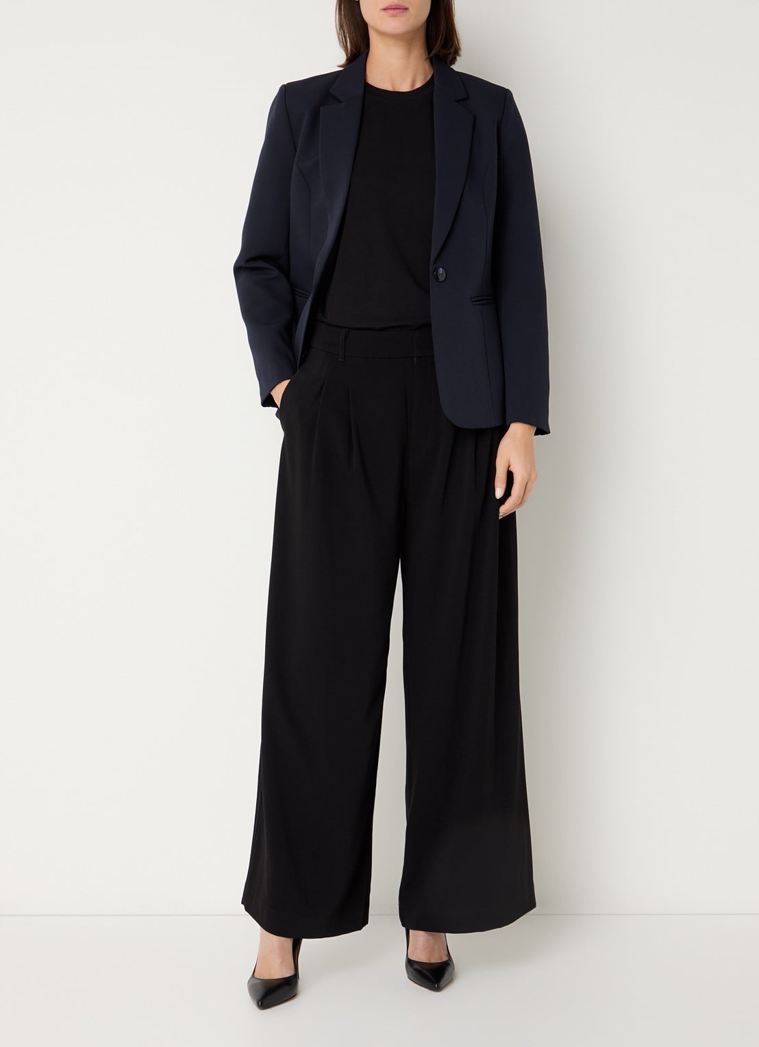 Neo Noir Francine blazer met schoudervulling - voorkant 2 donkerblauw